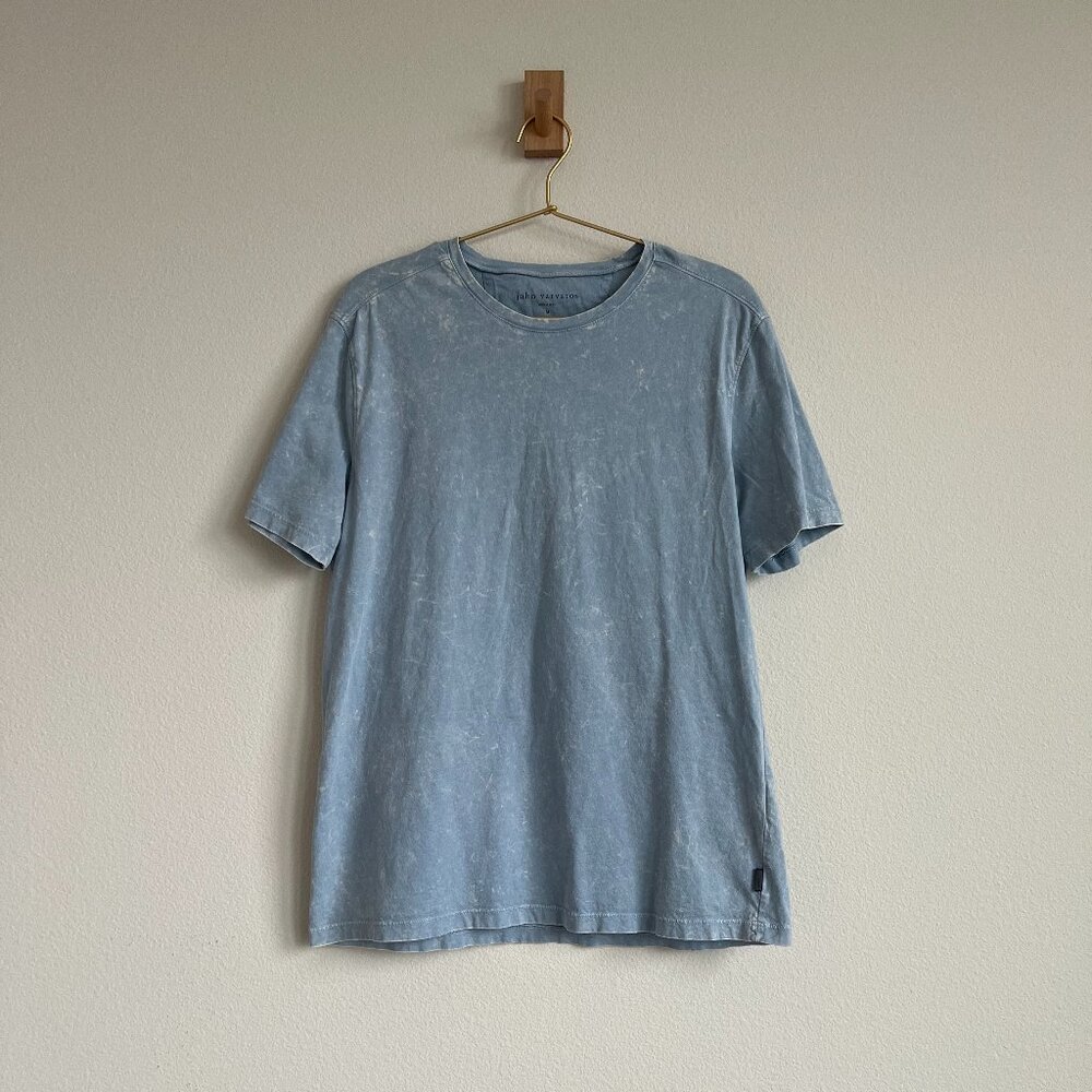 John Varvatos River Blue Marbled 100% Cotton Short Sleeve Tee - Size M